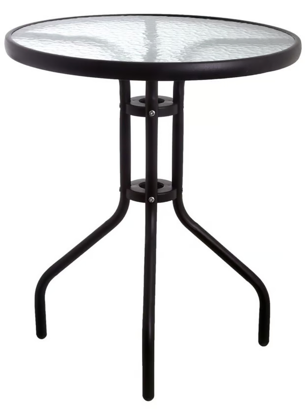 MESA REDONDA C/VIDRIO 80 CM