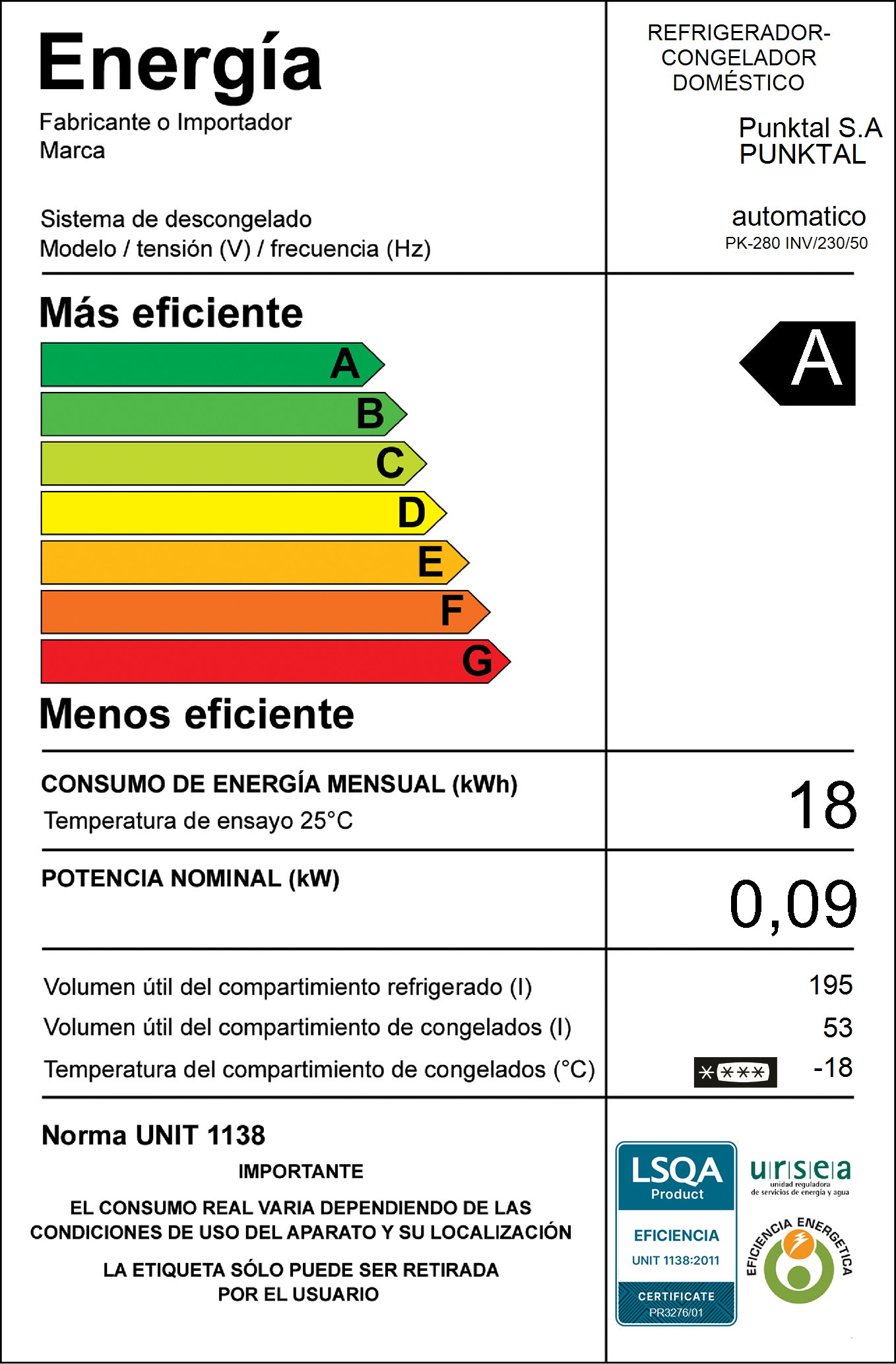 HELADERA PUNKTAL F.SECO PK-280 - Imagen 2