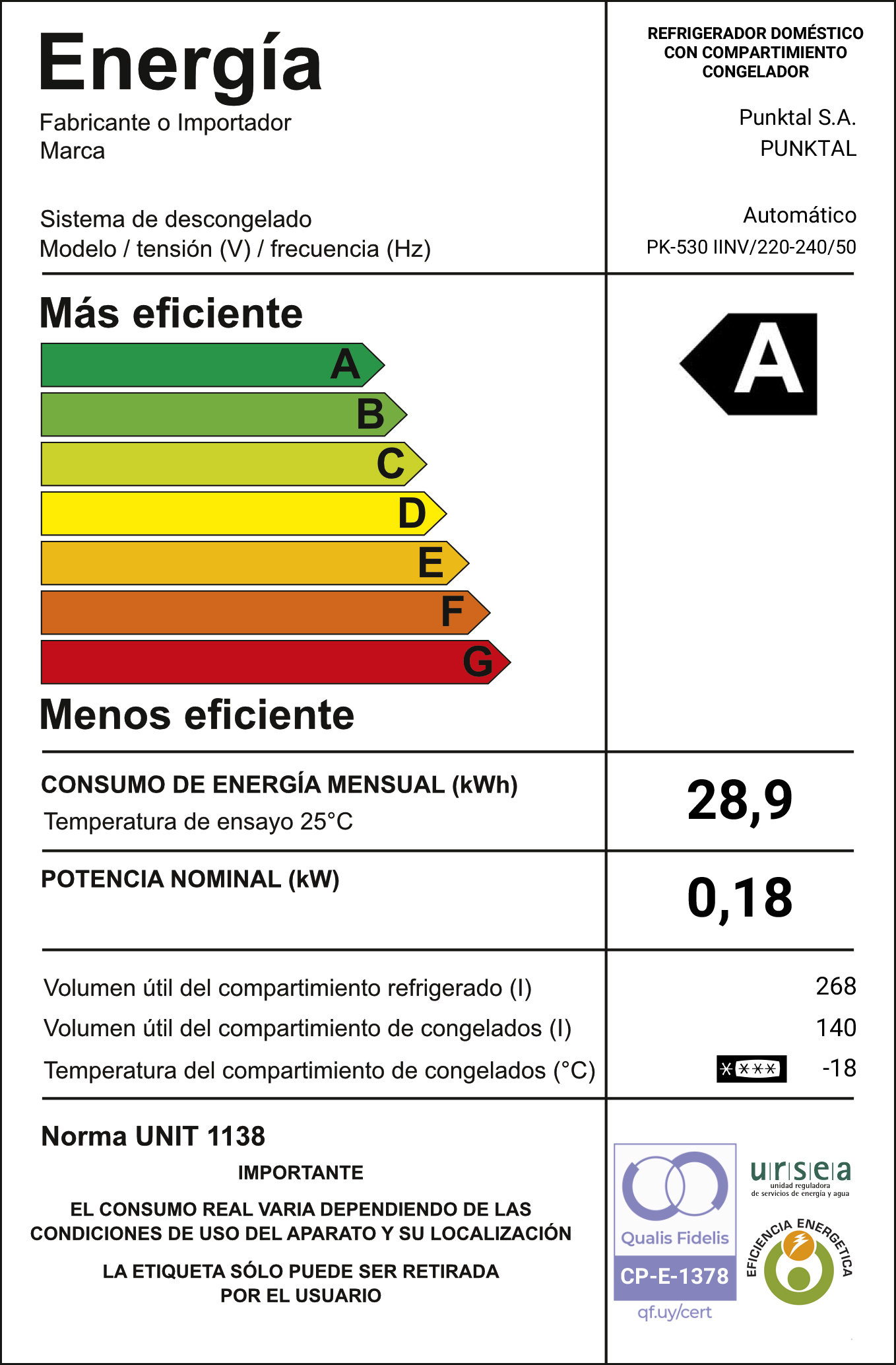 HELADERA PUNKTAL F.SECO PK-530 INVERTER - Imagen 3
